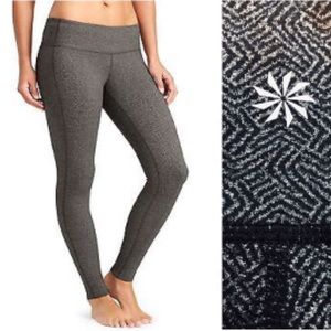 Athleta gray/black mini-print Chaturanga cropped leggings